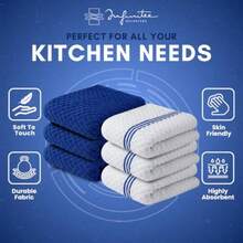 Infinitee Xclusives - Toallas de cocina 100% algodón 15 x 25 pulgadas ultra suaves toallas de cocina de rizo superabsorbentes para ropa de cocina color azul - Azul poderoso - Ver 6