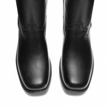 Women's Modern Knee High Boots With Vintage Western Stitching Comfortable And Versatile Tall Boots Low Heel Motorcycle Boots - 黑色 - 查看 8