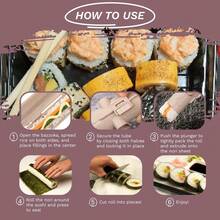1PC Upgraded Sushi Bazooka Maker - Easy DIY Sushi Roller Machine, Portable Rice Cylinder Mold For Perfect Rolls, Creative Kitchen Gadget For Homemade Japanese Sushi, Professional Sushi Making Kit - 黑色 - 查看 5
