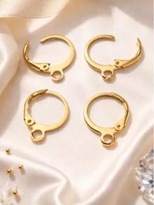 Arracadas planas con asa En Chapa De Oro 18k pulseras aretes accesorios llaveros llavero pines charms kit para hacer pulseras bisutería llaveros mayoreo aretes de clip - 5 pares - Ver 2
