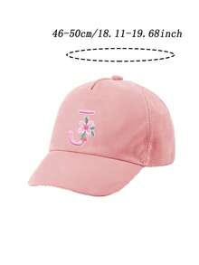 1pc Kids' 26 Letter Embroidered Baseball Cap, Letter Design Style Girls' Korean Version Sun Hat, 1-3 Years Old - Pink - View 11