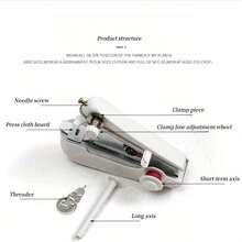 1 pieza Máquina de coser manual portátil y mini, máquina de coser pequeña para uso doméstico, color blanco - Multicolor - Ver 4
