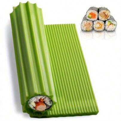 1 pieza Estera de silicona premium para sushi - Antiadherente, fácil de limpiar, apta para uso doméstico y de camping, excelente para hacer rollos de sushi