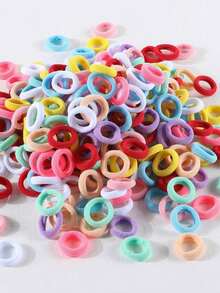 100pcs Girls' Minimalist Colorful 0.8 Inch Diameter Finger-Sized Hair Scrunchies, Cute & Non-Damaging Hair Ties, Ponytail Holders, Suitable For Daily Use - Multicolor 9 - View 6
