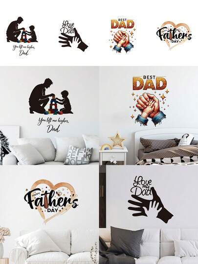 1 miếng dán tường tự dính có thể tháo rời chủ đề Ngày của Cha, hình ảnh ấm áp cha con nắm tay nhau, thích hợp để trang trí tiệc Ngày của Cha, trang trí nhà cửa, nhà bếp, phòng khách, phòng ngủ, phòng tắm.