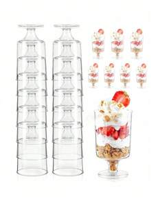 10个/20个/40个/120个一次性甜点杯、冰淇淋杯、慕斯杯、布丁杯、高脚杯、迷你葡萄酒杯、西式甜点杯、自制布丁模具、纸质纸杯蛋糕杯、葡萄酒杯、糖果盒、糖果杯 - 彩色 - 查看 13