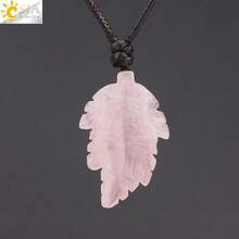 1pc Natural Stone Leaves Pendant Necklace For Women Healing Hand Carved Crystal Necklaces Man Jewelry Halloween Gift H246 - Necklace - View 15