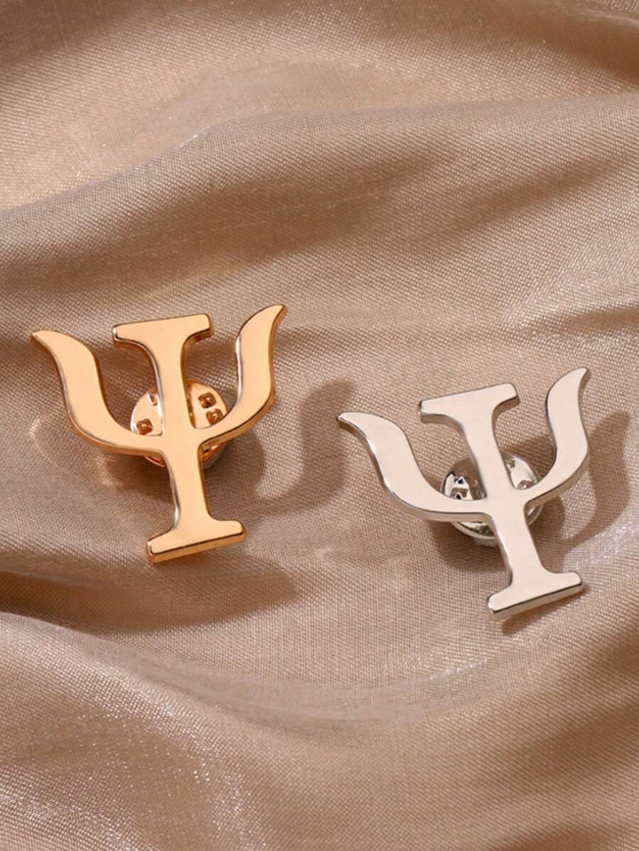 2 piezas de broches con texto en inglés con tema de psicología creativa, estilo retro - oro y plata - Ver 1
