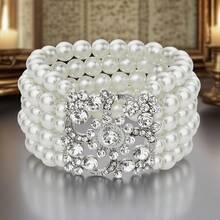 1件/1920年代五排珍珠手链 - 玻璃 - 欧式风格女士居家舞会派对配饰 - 彩色 - 查看 2