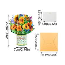3D Pop-Up Floral Greeting Card With Envelope, Suitable For Mother's Day, Graduation, Anniversary, Get Well, Thank You And Other Occasions As Birthday Card And Gift - Multicolor - View 13