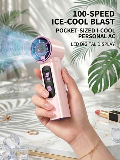 YITUMU 2000mAh迷你手持电风扇，100级强劲风速，LED显示屏，Type-C快充，强劲风力，便携式户外/桌面风扇