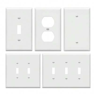 Wall Plate Outlet Covers & Switch Plates, Durable PC Unbreakable Modern Black/White Electrical Faceplates, 1/2/3 Gang Toggle Rocker & Receptacle Panels