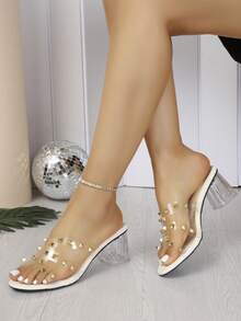 1 Pair Women's Fashion Casual Thick Sole Block Heel Sandals - Beige - View 5