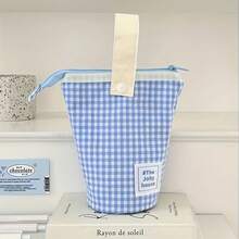 2026 Hot-Selling Macaron Color-Block Foldable Pencil Case - Stylish, Durable, Large-Capacity Portable Student Stationery Box, Suitable For Desktop Or Office Use. The Perfect Gift For Friends, Family, And Besties - 粉紅色網格 - 查看 3