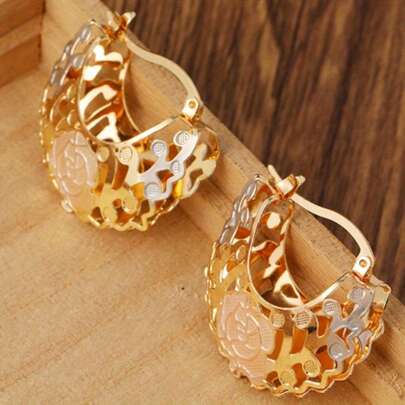 Pendientes de aro huecos chapados en oro vintage estilo bohemio, versátiles y de moda, adecuados para bodas, fiestas, cumpleaños y otras ocasiones, una excelente opción de regalo para las vacaciones