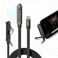 Cable de carga rápida de 240W, 1.5M, cable de carga con soporte invisible, cable de datos USB-C compatible con iPhone 17, 16, 15 Series, compatible con Samsung Galaxy S26, S25, S24 Ultra y talla grande - Negro - Ver 2