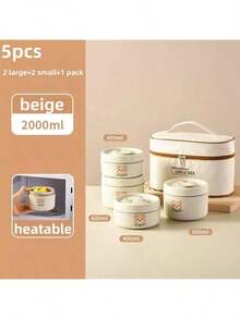 Caja de almuerzo aislada de acero inoxidable con tazón para sopa apto para microondas con diseño de oso lindo - Caja bento portátil de múltiples capas, adecuada para estudiantes y trabajadores de oficina - Multicolor - Ver 12
