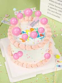 20/30/50pcs Gold Sphere Cake Decorations, Gold Cake Balls, Foam Cake Balls, Sphere Cake Decorations Balloons, Suitable For Wedding & Birthday Cake Decorations - Pink - View 3