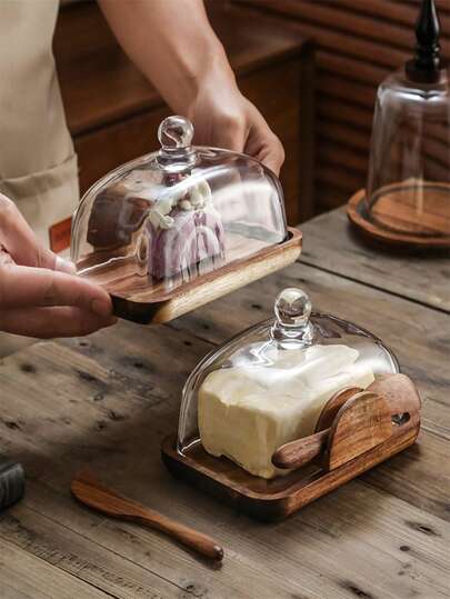 This Butter Dish With A Lid Features A Glass Airtight Lid To Keep . It's A Butter Storage Container, Dessert Dish, And Kitchen Countertop Decoration Suitable For Both Countertops And Refrigerators. The Widened Design Accommodates Butter Of Various Sizes.