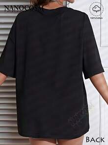 [100% Cotton]  Women's Letter Print Round Neck Tee, Fashion Casual Crew Neck T-Shirt For Daily Holiday Vacation Outdoor Wear, Ladies Clothes For All Seasons, Streetwear - Unisex Women's & Men's Campus Daily Wear - 黑色A - 查看 2