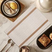 1/2/4/6/8/300pcs Luxury Placemat Set, Featuring Minimalist High-End Brown Plaid Design, Available In Multiple Patterns. Made Of 100% Polyester Fabric Using Digital Printing Technology, Machine Washable, Heat-Resistant, Waterproof And Easy To Clean, Suitable For Party Decoration, Coffee Tables, Dining Tables And Indoor Decor Accessories, Restaurants And Company Gatherings. - Multicolor - View 12