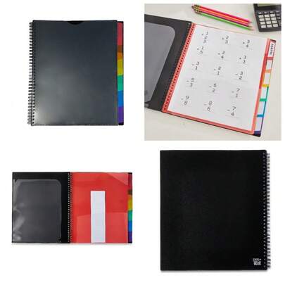 Pocket Spiral Poly Organizer Black File Folders Letter Size 12 Pack