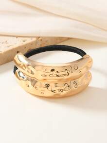 不规则几何金属发圈 – 奢华金/银色波浪发圈，简约马尾辫发带，适合日常和派对造型 - 彩色 - 查看 6