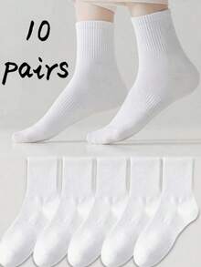 1/3/5/10 Đôi tất cotton cổ ngắn cho nữ, tất trắng, tất dễ thương cho bé gái, thích hợp cho mùa thu, đông, xuân và hè, thiết kế lưới thoáng khí, thấm hút mồ hôi, mềm mại và mịn màng, thích hợp cho nhiều dịp như lễ hội, thể thao, thường ngày, công sở, có thể mặc quanh năm, phối màu ngẫu nhiên. - trắng - Xem 11