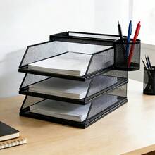 Giá đựng đồ dùng nhà bếp đa năng để bàn, giá đựng đũa, hộp đựng bút văn phòng, hộp đựng bút lưới hình bầu dục, hộp đựng bút để bàn và hộp đựng bút kim loại gắn bên hông - Vật dụng thiết yếu cho đồ dùng học tập - màu đen - Xem 2