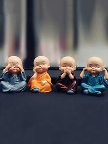 一套4个彩色盒装佛像摆件，树脂材质，造型为四个不小的禅宗僧侣像，寓意美好，可作汽车装饰、花盆摆件，创意实用，是馈赠亲友、摆件、书桌、卧室、办公室灯饰的理想之选。 - 預設 - 查看 5