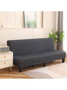 1pc Solid Color Milk Silk High Elasticity Anti-Dust Minimalist Sofa/Bed Cover, Suitable For All Seasons, Living Room & Bedroom - Dark Grey - View 6