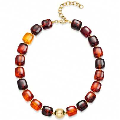 1件装彩色串珠粗链项链，女士夏季海滩风树脂珠项链，女士夏季海滩首饰，生日礼物，度假休闲佳品