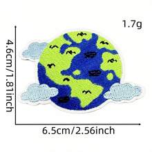 1 miếng vá Aizebo, thiết kế thêu hình Trái Đất và Trái Tim dành cho trẻ em, miếng vá màu xanh lá cây có keo dán nhiệt, bán sỉ - Mảnh đất - Xem 8