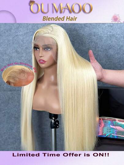 13x6 13x4 5x5HD Transparent Lace Front Wig Human Blended Hair 200 Density Straight Pre Plucked Glueless Natural Black Lace Frontal Wigs For Women