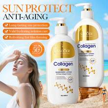 SADOER 400ml Collagen Sunscreen Lotion, Blocks UV Rays, Anti-Aging Body/Face Sunscreen - Multicolor - View 1