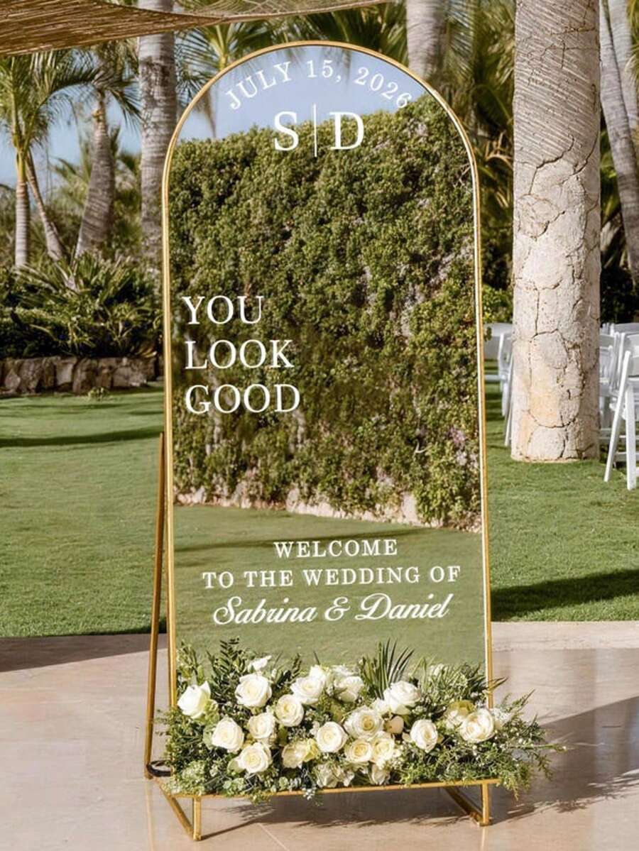 Pegatinas personalizadas para espejos, pegatinas para espejos de boda, letreros de boda, pegatinas de boda personalizadas - Multicolor - Ver 1
