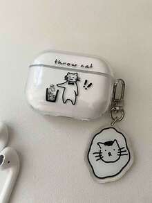 1 pieza Funda de auriculares de TPU con diseño de gato de arte lineal, compatible con Apple 1/2/3/4, Pro/Pro2 - Multicolor - Ver 6