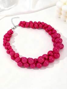 1件欧美波西米亚风塑料圆形几何串珠项链，适合夏季海滩佩戴 - 樹脂串珠多層項鍊 - 查看 14