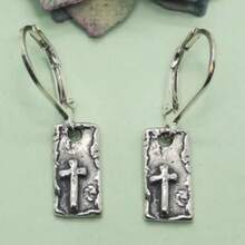 Anting Minimalis Vintage "Ingat Aku", Melambangkan Keyakinan, Dibuat dengan Tangan dari Perak, Desain Salib, Cocok untuk Pemakaian Sehari-hari dan Liburan, Pilihan Hadiah yang Luar Biasa - Perak - View 1