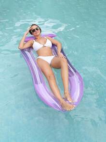 1件渐变色网状漂浮吊床，充气泳池玩具，适用于沙滩和湖泊，泳池派对和沙滩派对用品，气泵需另行购买。 - 純色浮床 - 查看 7