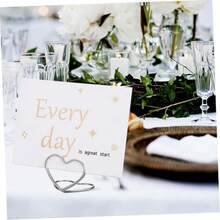 Moxweyeni 20 Pcs Wedding Place Card Holders For Table Heart Wedding Table Number Holders Mini Picture Photo Stands For Bridal Shower Party(Silver) - View 2