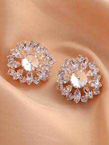 1 Đôi bông tai thủy tinh hình hoa băng giá màu trắng lấp lánh, thời trang và thanh lịch dành cho nữ - Nhiều màu - Xem 1