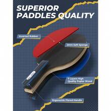 1 Set Ping Pong Paddles Table Tennis Rackets With Balls Storage Case For Indoor Outdoor Game Family Party Sports Activity Accessories - 4 Paddles+8 Balls - View 2