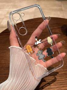 Cat Painted Perforated Transparent Painted Minimalist Fashion Creative Anti-Drop Phone Case Compatible With Ip 17/Ip 17pro/Ip 17promax/ IP16/11/16pro/16plus/16promax/16e/15Promax/13/14/12/XS/XR/7G/8P, Compatible With Samsung Galaxy S25/S25PLUS/S25 Ultra/A16/A36/A26/A56/A50/A12/A32/A52/A72/A51/A21S/A13/A14/S24/S24PLUS/S24Ultra/S20/S23/S22/A53/S20FE/S21 Anti-Drop Phone Protective Case - Multicolor - View 5