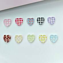 20/40/50 PCS, 1.2cm/1.25cm Round/Heart Grid Print 4-Hole Buttons, Suitable For Clothing Accessories, Dresses, Jackets, Shirts, Sweaters DIY, Dolls, Phone Cases Decoration - Checkered Print - View 8