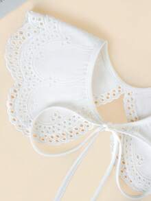 1pc Women's White Peter Pan Collar Ruffle Decor Fashion Shawl Collar, Suitable For Daily Wear,Festival,Travel,Disco,Graduation Outfit - A-white - View 3