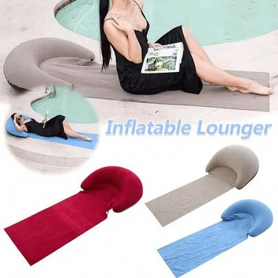 1Pc Inflatable Headrest, Beach Mat, Outdoor Mat, Non-Stick Sand, Outdoor Camping And Picnic Mat, Home Single Sleeping Mat, Easy To Fold, Convenient To Carry Around, Moisture-Proof Mat, Sunbathing Mat