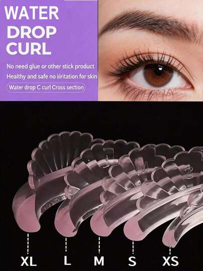 5 cặp miếng dán nâng mi dạng gel 5 kích cỡ - Miếng dán silicon tự dính tạo hình mi chữ C, giúp nâng mi không cần keo, thích hợp sử dụng tại nhà và salon, giá cả phải chăng, phù hợp làm quà tặng Giáng sinh, mỹ phẩm, dụng cụ trang điểm, quà tặng giá rẻ, quà tặng cho nữ, quà Giáng sinh.