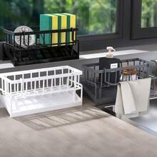 Kitchen Sink Sponge Draining Rack, Self-Draining Kitchen Sink Organizer, Sink Rack, Can Hold Dish Brushes, Rags, Soap, Scrubbing Accessories, Baskets And Containers For Kitchen Storage. - Multicolor - View 6