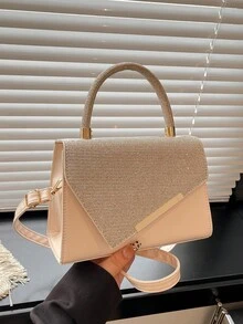 2026 Summer New Arrival Niche Design Women's Small Square Handbag, Fashion Artistic Rhinestone Shoulder Bag, Stylish Crossbody Bag - Gold - View 9